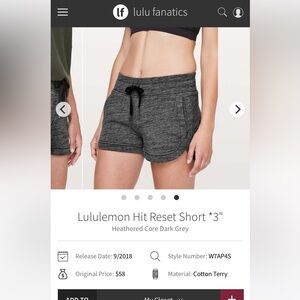 lululemon athletica hit reset Heathered Dark Gray Athletic Shorts size 10